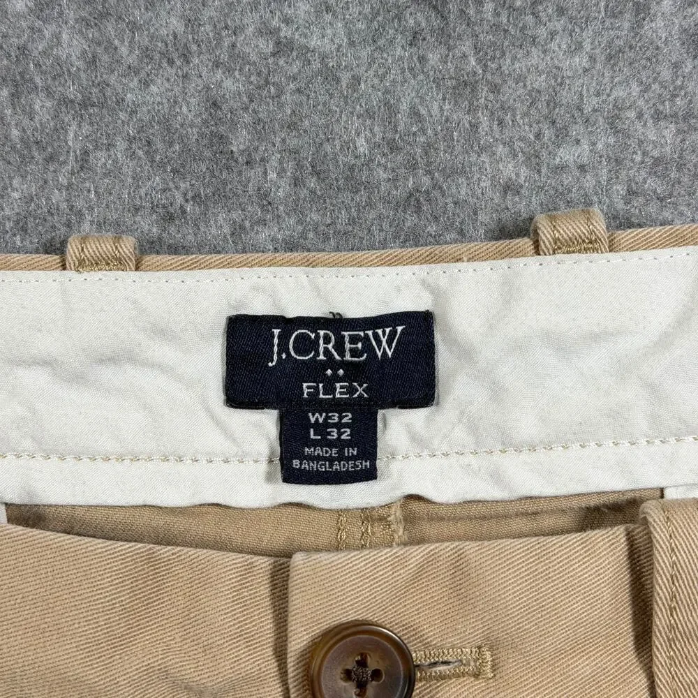 J.Crew Flex Chino Pants Mens 32x32 Khaki Straight Fit Stretch Cotton Preppy